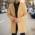 thumbnail image 2 of QHFBli Modern Mens Trench Coat Men Solid Color Stand Up Collar Long Windbreaker Business Foreign Trade Loose Khaki L, 2 of 8