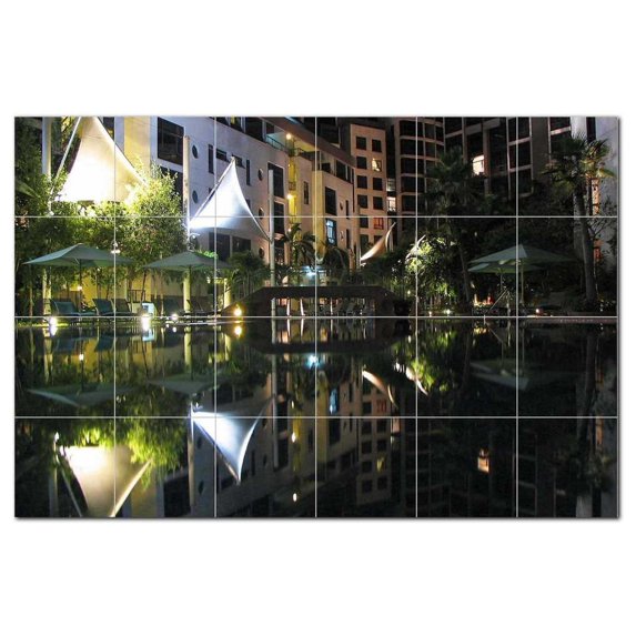 City Scene Ceramic Tile Mural Kitchen Backsplash Bathroom Shower, 404556-L64