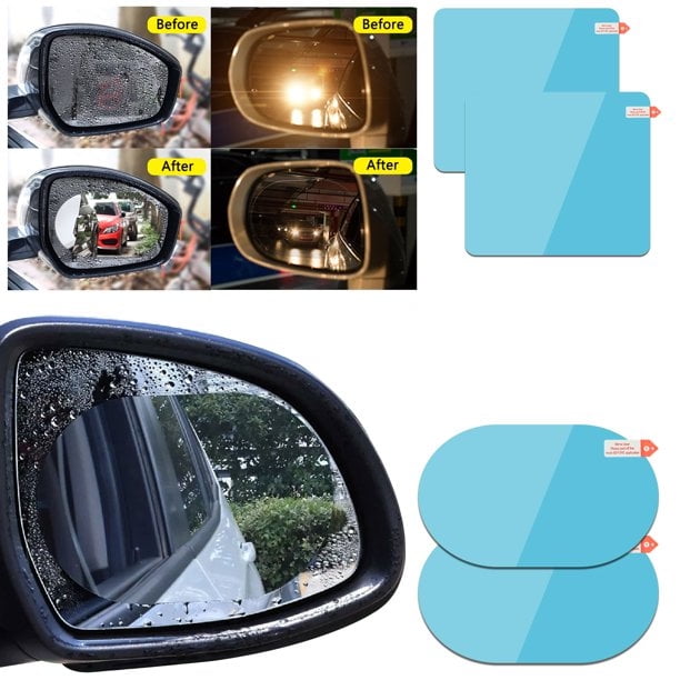Blue Car Rearview Mirror Waterproof Anti Fog Rain Proof Side Window Glass Film 