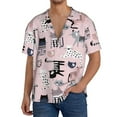 thumbnail image 3 of Vsdgher Cat Print Men's Wrinkle Free Untucked Cuban Shirt Business Casual Button Down Shirts Short Sleeve Shirt, 3 of 7