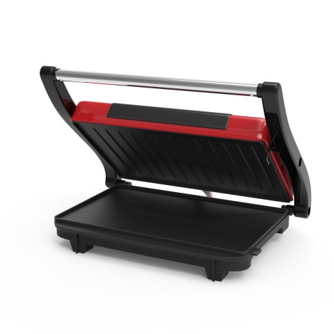 Chef Buddy Indoor Countertop Grill Panini Press Sandwich Maker with Nonstick Plates, Red