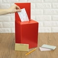 thumbnail image 5 of Large thick cardboard raffle Ballot Box 9.5"H x 6.5"W x 6.5"D Charity Donation collection Box office Suggestion comment Box removable display area 6.5" x 6.5" Includes 1000 SheetsRed 10 pack, 5 of 5
