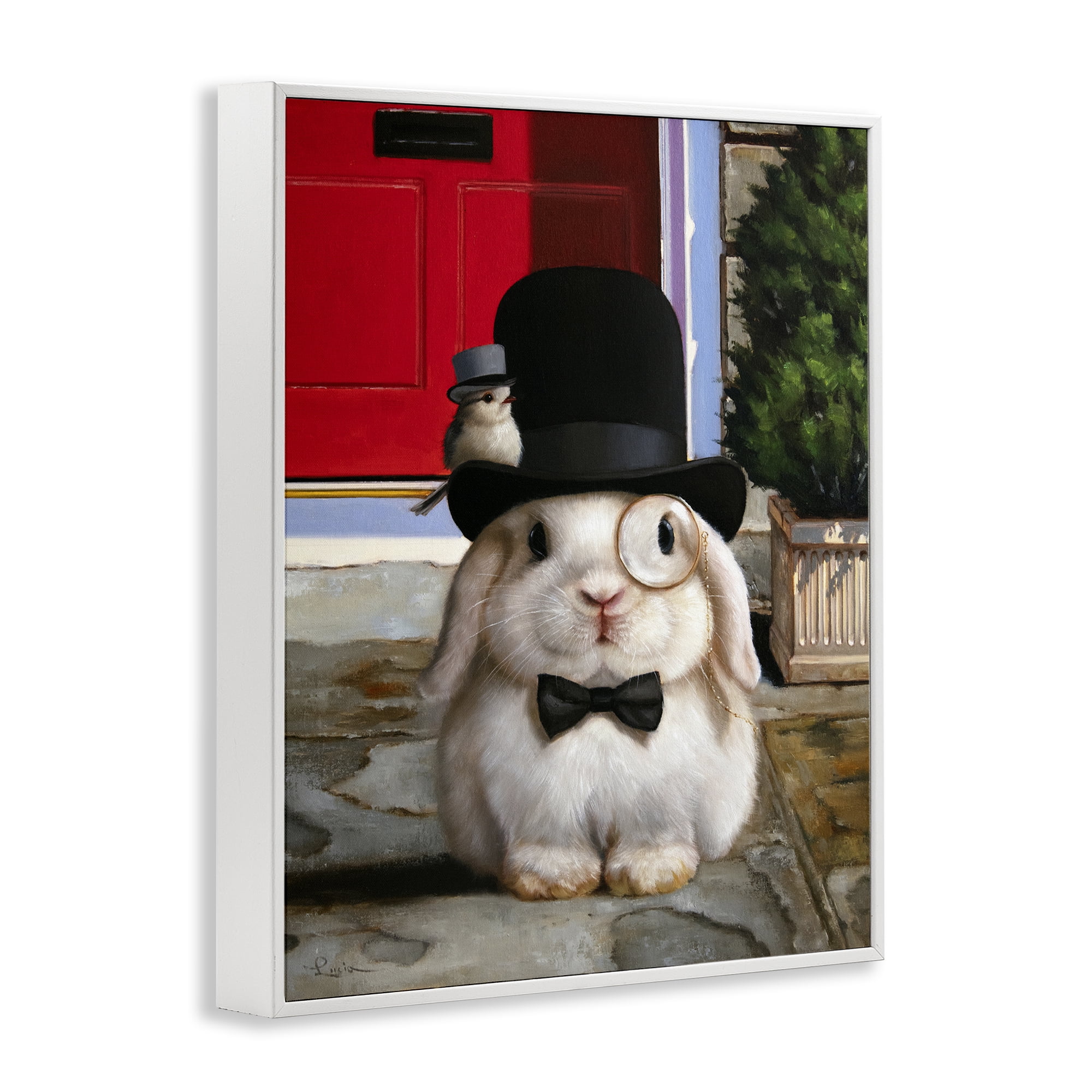 Stupell Industries Lord Bunbury Rabbit White Framed Giclee Art, design by Lucia Heffernan
