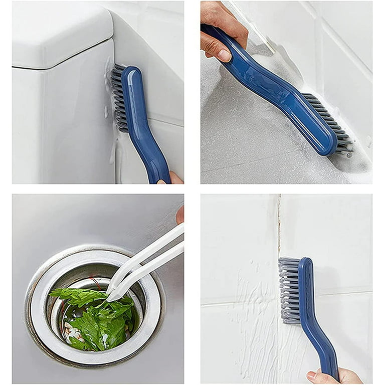 PNYESDNQT 2 in 1 Multifunctional Floor Seam Brush, Kitchen Bathroom Corner Gap  Brush, Hand-held Groove Gap Cleaning Tools for Wall Floor Tiles Window  (Blue)2pcs 