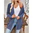 Women's Long Sleeve Cardigan Ribbed Knit Sweater Solid Color Open Front