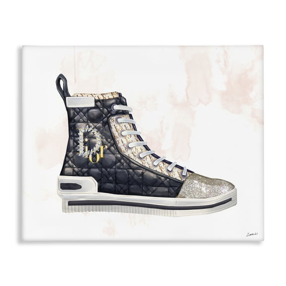Stupell Industries Eclectic High Top Fashion Forward Quilted Sneakers Glam Style Canvas Art, 20 x 16, by Ziwei Li
