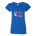 thumbnail image 2 of In October We Wear Pink Awareness Womens V-Neck Tee, Royal, 2XL, 2 of 3