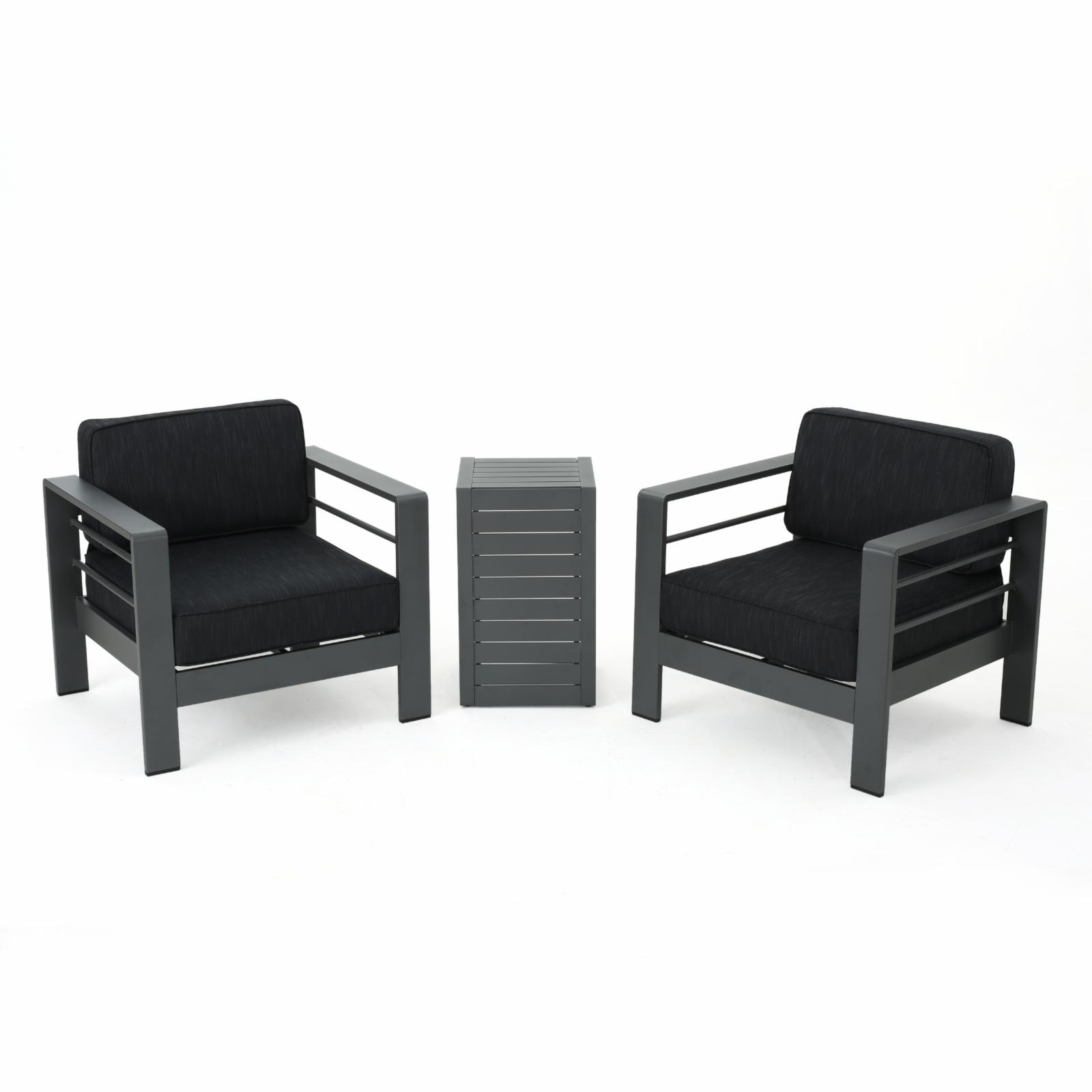Xane Outdoor Club Chairs with Side Table - Aluminum and Khaki - image 3 of 10