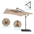 thumbnail image 2 of CHYVARY 8.2x8.2ft LED Outdoor Patio Offset Hanging Cantilever Umbrella W/Base for Deck,Poolside and Patio,Sand, 2 of 9