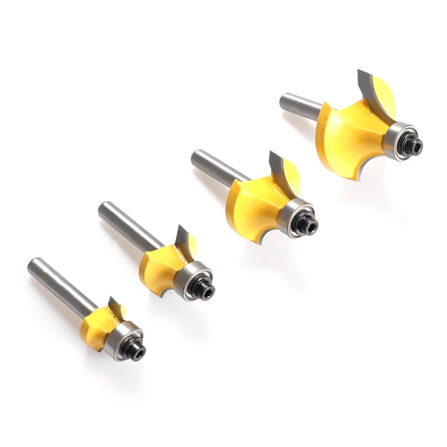 Amdohai 4Pcs Woodworking Round Over Edging Router Bit Set 8mm 1/2'' and 1/4'' Shank Optional