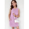 thumbnail image 2 of Women's Round Neck Sleeveless Mini Dress with Pockets 100% Cotton Comfortable Lightweight Flowy Everyday Casual Wear, 2 of 10