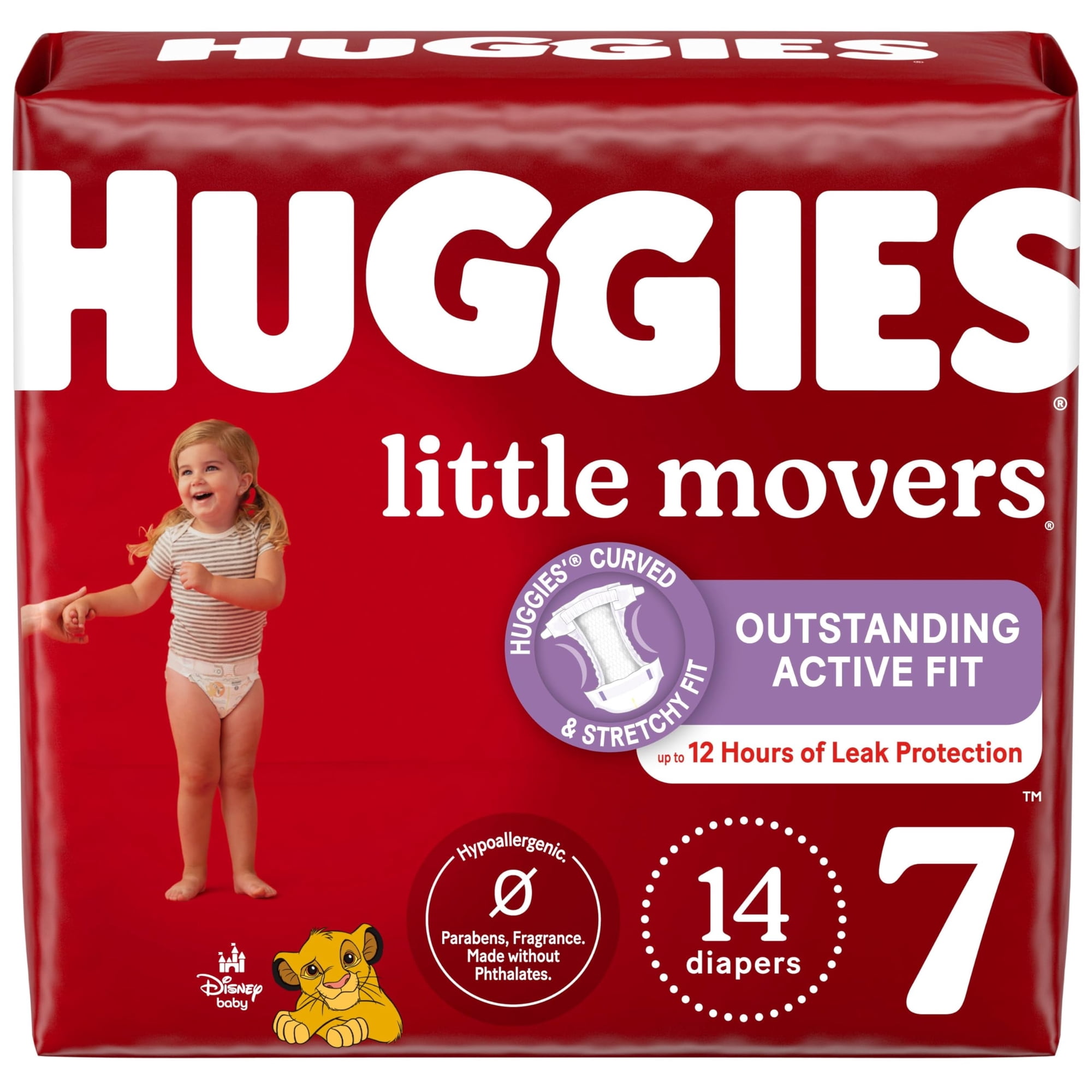 Huggies Size 7 Diapers, Little Movers Baby Diapers, Size 7 (41+ lbs), 14 Count