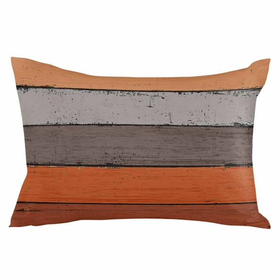 Outdoor Waterproof Throw Pillow Covers Set of 2 Orange Wood Grain Decorative Pillowcases Lumbar Outdoor Pillows Cushion Case 20x12 Inch Farmhouse Wooden Stripes Patio Pillows for Couch Sofa Bed