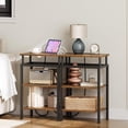 thumbnail image 2 of End Table with Charging Station, Side Table with USB Ports and Outlets, Small Nightstand with 3-Tier Storage Shelf, Bedside Table for Small Spaces, Living Room, Rustic Brown and Black, 2 of 18