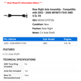 thumbnail image 2 of Rear Right Axle Assembly - Compatible with 2003 - 2008 INFINITI FX45 AWD 4.5L V8 2004 2005 2006 2007, 2 of 2