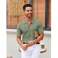 thumbnail image 4 of COOFANDY Mens Knit Button Down Shirt Short Sleeve Casual Polo Shirts Vintage Summer Beach Shirts, 4 of 6