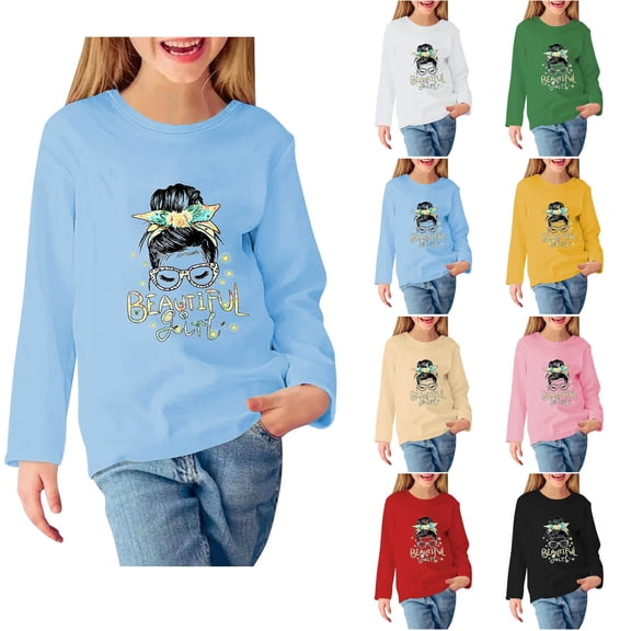 Rvasteizo Girls Base Layer Pullover Long Sleeve Crewneck Print Fall Winter Shirts ,3 T