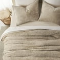 thumbnail image 3 of EVERGRACE Velvet Quilt Set California King 118'' x 106'', Luxurious Soft Striped Channel Bedding Set, Lightweight Velvet Comforter, Oversized Bedspread Coverlet with 2 Shams, Beige Taupe, 3 of 8