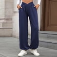 thumbnail image 2 of Gyexs Barrel Sweatpants Women Elastic High Waist Baggy Pants Loose Wide Leg Palazzo Trousers Womens Clothes, Navy, Size XL, 2 of 8