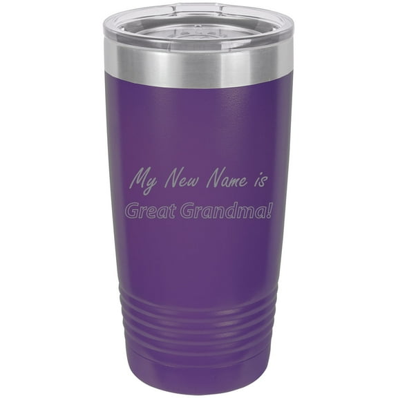 My New Name is Great Grandma Stainless Steel Engraved Insulated Tumbler 20 Oz Travel Coffee Mug, Purple