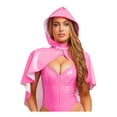 thumbnail image 1 of Eandarui Womens Shiny Wet Look Hooded Cloak With Front Button Closure For Rave And Party Wear Pink One Size, 1 of 4