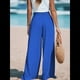 thumbnail image 5 of Pantalones Anchos de para Mujer, de Cintura Alta, para Playa y Descanso. Azul M, 5 of 7