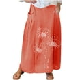 thumbnail image 2 of Women's Plus Size Skirts Printed Casual Elastic Waistband Fashionable Comfy Soft Loose Maxi Skirts with Pockets Orange S-5XL, 2 of 5
