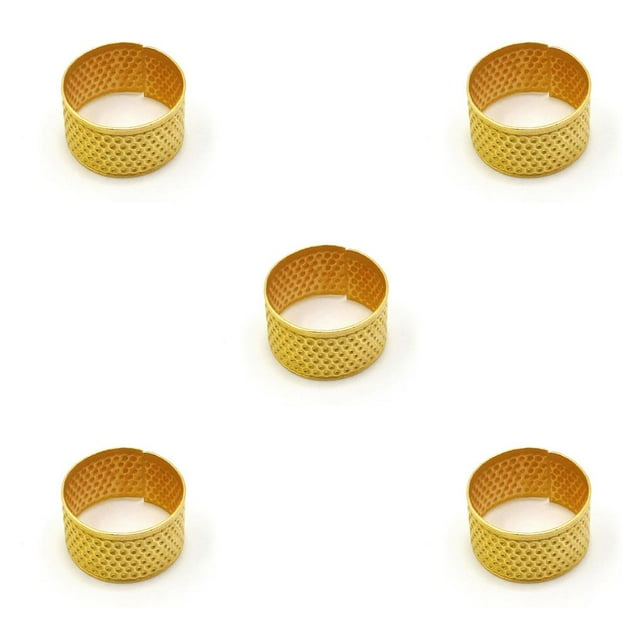 jesticaly Knitting Rings Finger for Protection Thimble Adjustable Specially-designed Handheld Carryable Safeguarding Crochet Tools Normal Gold Ring 5Set
