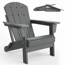 Towallmark Adirondack Chairs, Folding Outdoor Chairs HDPE Plastic, 380LBS Capacity Weather Resistant Patio Furniture, For Deck Pool Backyard, Gray Wood Texture