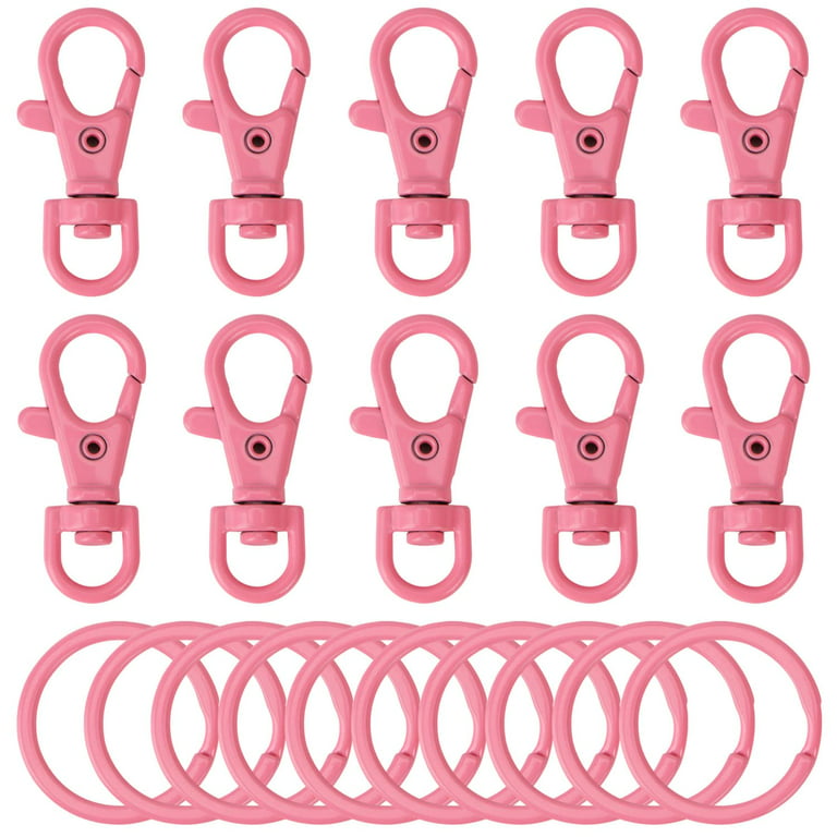 20pcs Swivel Clasps Lanyard Snap Hook with Key Ring Clip Lanyard Metal  Lobster Claw Clasp Key Chain Rings for Crafts, Jewelry Making, Purses DIY  (Pink) 