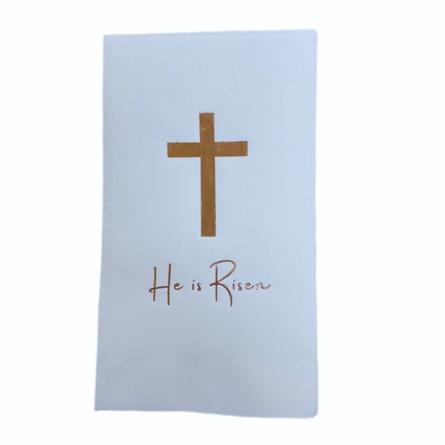 Paper Frenzy He is Risen Easter Religious Foil Printed Dinner Napkins