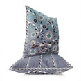 thumbnail image 2 of Leafy Peacock Circles Indoor/Outdoor Pillow in Blue 20x20, 2 of 6