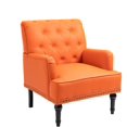 thumbnail image 5 of Mid-Century PU Leather Accent Chair, Living Room Lounge Sofa Chair with Black Painted Rubber Wood Feet, Single Club Armchair with Rivet Trim for Bedroom Home Reception, 5 of 8