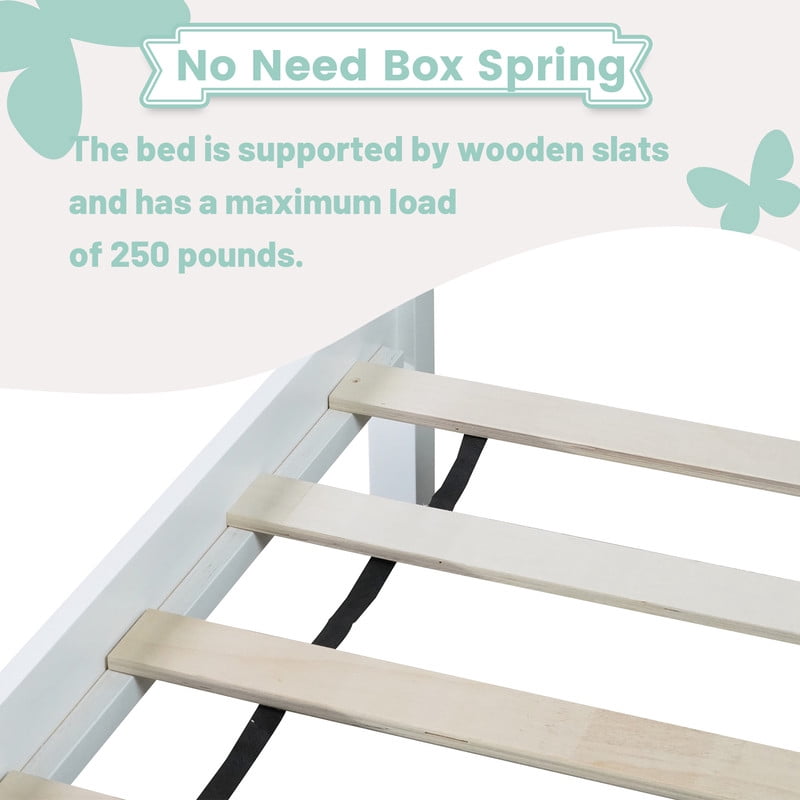 Mirightone Twin Platform Bed with Headboard & Footboard, Twin Wood Bed Frames for Teens, Adults, White