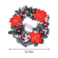 thumbnail image 3 of Vikakiooze Christmas Pre-lighted Artificial Christmas Wreath, Spruce, White Lights, Decorated With Frosted Balls, Flowers 15.75 Inches Christmas Decorations, 3 of 7