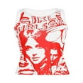 thumbnail image 1 of T-Shirts Slim Sans Manches à Col Lettre Portrait Tendance pour Femme, 1 of 6