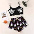 thumbnail image 2 of SJLDQY Halloween Womens Pajamas Sets 2 Piece Cami Top and High Waist Shorts Pj Sets for Womens Hallowmas Funny Skeleton Pumpkin Graphic Comfy Sleepwear, 2 of 4