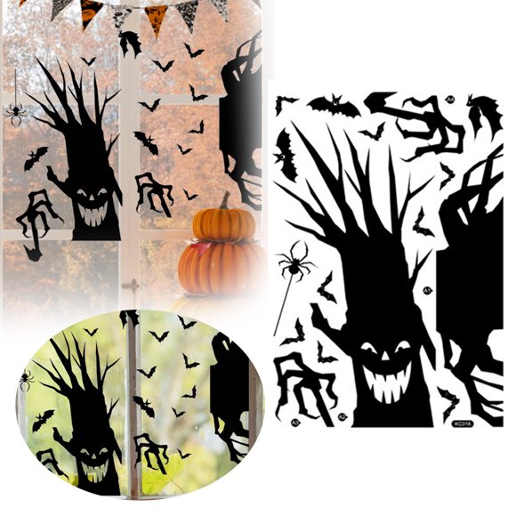 Décorations d'Halloween Autocollants pour Fenêtres et Murs Design Sombre pour Fêtes d'Halloween Matériel Facile à Appliquer et Coloriez Vos Propres Autocollants pour Enfants Photographie Gouttes de Dos 7x5 Obtenez des Autocollants Frais