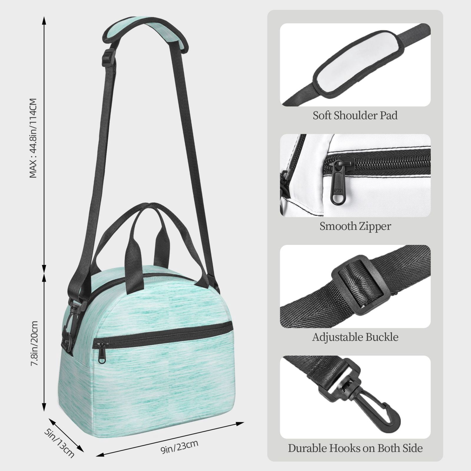 Xecao Blue Bright Print Insulated Lunch Box, Lunch Cags Lunch Bag Featuring An Adjustable Shoulder Strap
