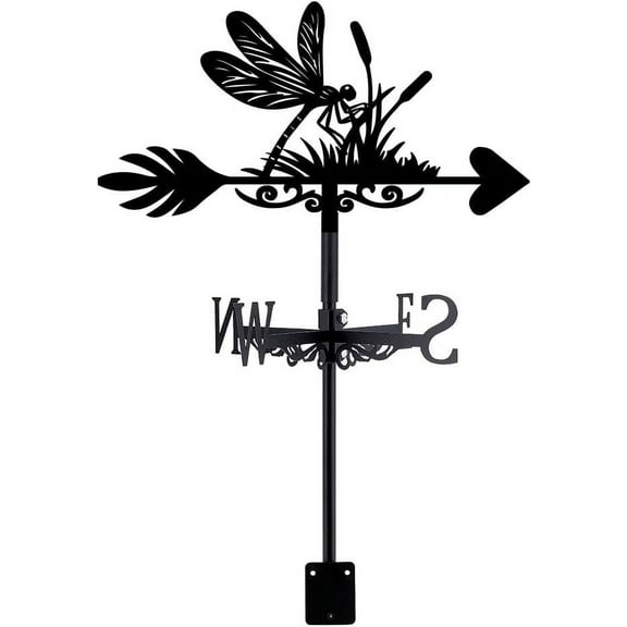 Dragonfly Weather Vane Dragonfly on Grass Weathervanes Black Metal Wind Vanes Wind Vanes for Outside Weathervane DIY