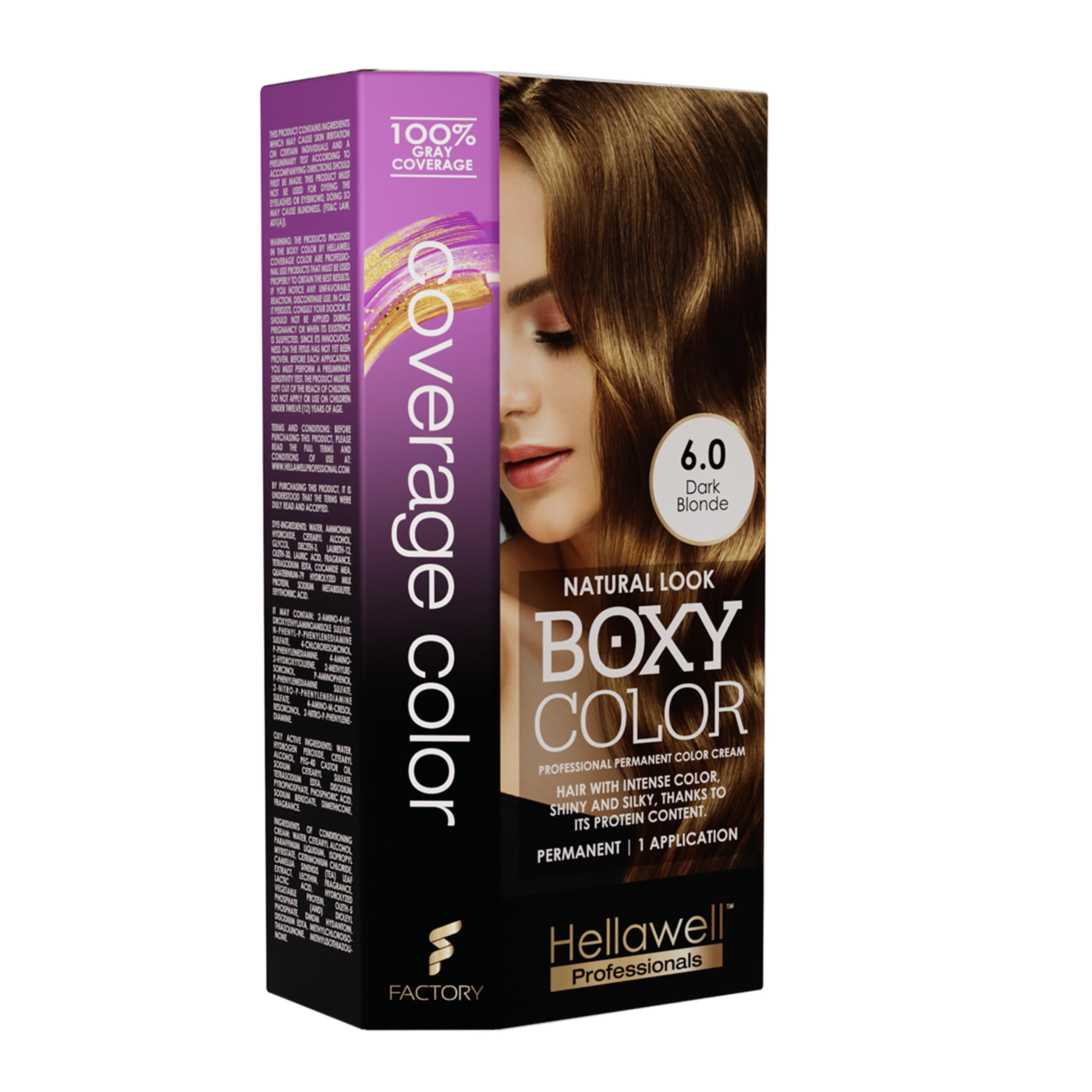 Professional Coloring kit - Permanent color cream hair dye. Gray Coverage. 6.0 Dark Blonde + Brown Color Shampoo and Conditioner Kit for Revives the Color.