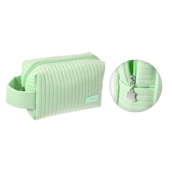 Vocoste Faux Leather Makeup Bag, Cosmetic Travel Bag Case Large Make Up Brush Organizer Bag Toiletry Bag, Green