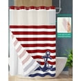 thumbnail image 3 of No Hook Shower Curtains, Anchor Red Stall Bathroom Curtain with Snap in Liner, Modern Navy Blue White Striped Nautical Waterproof Washable Fabric Bathroom Shower Curtain Sets, 48" x 72", 3 of 7