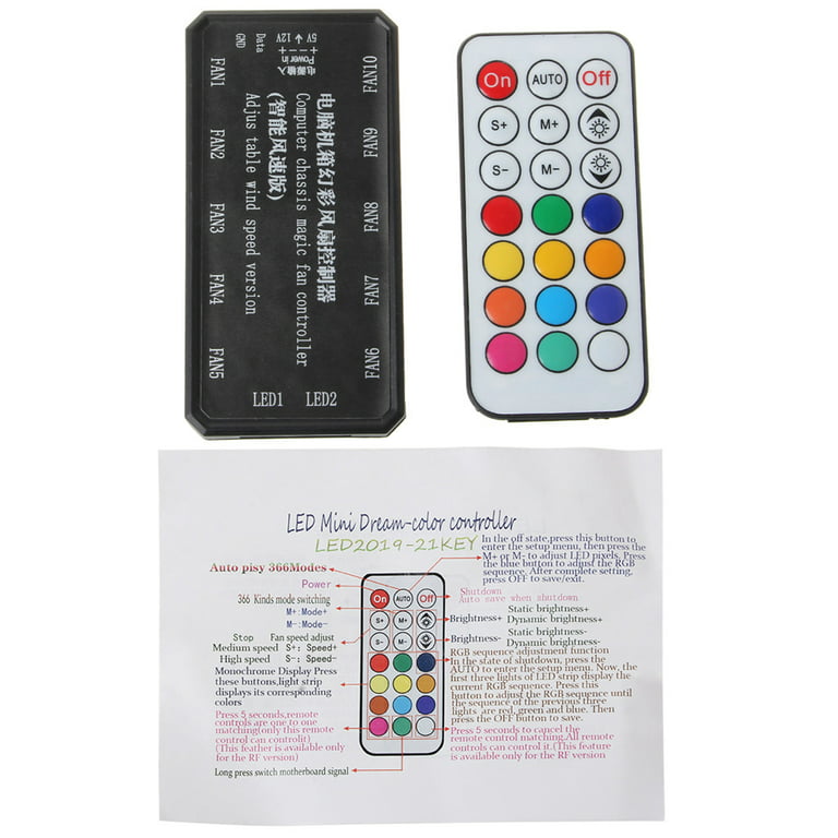21-Key Fan Light Bar Remote Controller PC Computer Fan Water Cooling System for CPU+ IR Remote Control - Walmart.com