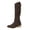 Coffee, variant on Joykidd Low Block Heel Mid‑Calf Boots Round Toe Faux Suede Side Zipper Tall Boots Strap Clasp Slouch Wrinkle Shaft Retro Street Fall Winter Wear Outdoor Casual Outings