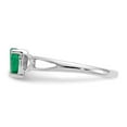 thumbnail image 3 of Solid 10k White Gold Genuine Emerald Green May Gemstone Birthstone Engagement Ring Size 7.5, 3 of 6