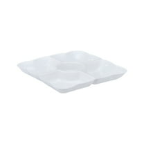 Tahtuvzn School Food Fruit Snack Tray Divided Storage & Organization, Plastic, White, 11.4x11.4x1.18in