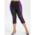 thumbnail image 3 of Más el tamaño de pulpo mallas de impresión recortada de gran altura Rosegal Leggings de talla grande, 3 of 5