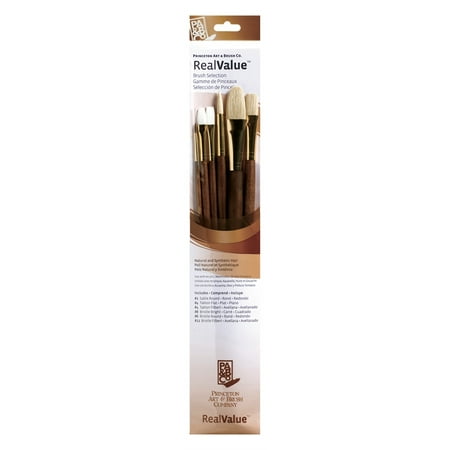 UPC: 0757063918727 | Princeton Brush Real Value 6-Brush Natural & Synthetic Hair Brush Set  Round 2  6  Flat 4  Bright 8  Synthetic Filbert 4  12 (LH)