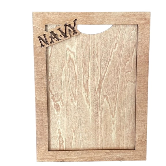 Navy Rustic Wooden Picture Frame, 5x7 Inch Photo Size, Wall Mount or Desk Stand, with Protective Acrylic Cover